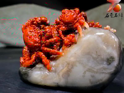 老撾石手工精雕 張國民老師作品【步步高升，八方來財】5