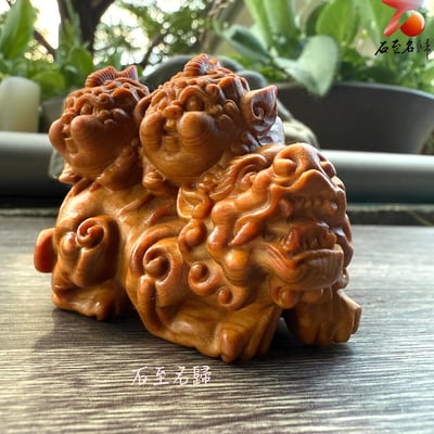 嚴選焦糖味高油城口崖柏料 《貔貅聚寶，生生不息》7