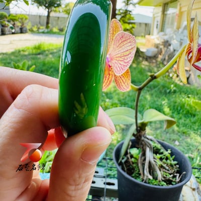 收藏級精品 頂級和田玉碧玉陽綠手鐲 附【亞瑟寶石鑑定所】正式鑑定證書2