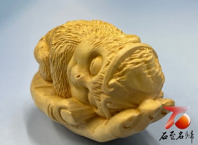 台灣現貨 實體店鋪 雲南大葉黃楊【Ｑ版齊天大聖與如來神掌手把件】4