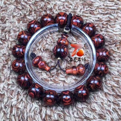 海南黃花梨野生料 X紋對眼鬼臉12mm手珠 重17公克5