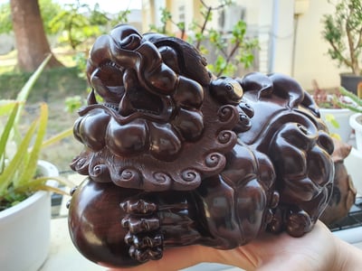 傳承臻品 海南黃花梨極品紫油梨老料【招財貔貅】2