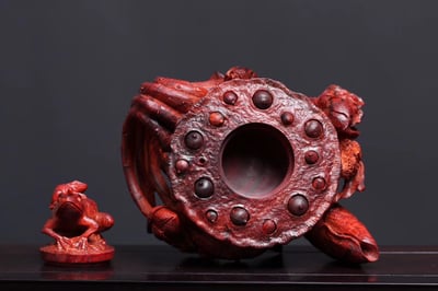 印度小葉紫檀一木鏤空【蓮蓬-多子多福】5