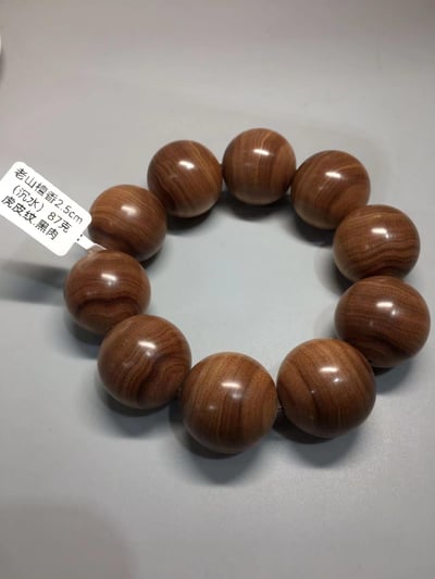 限量4條 印度老山檀香邁索爾正區虎皮紋黑油沉水 25mm手珠13