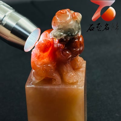 天然 極品老撾芙蓉石結晶透光料｜母子貔貅方印【母子聚財・福運相承】6
