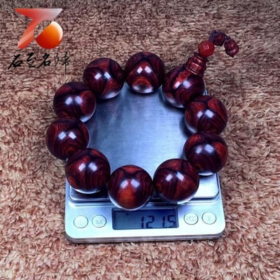 海南黃花梨野生料 X紋對眼鬼臉29.5mm手珠 重量121.5克5