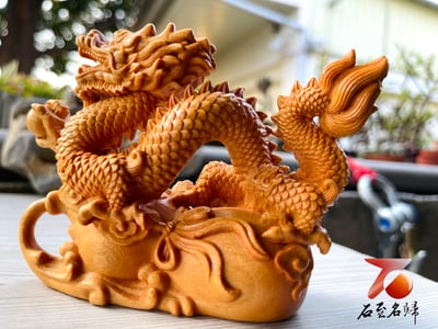 天然崖柏木整料雕 【龍戲珠—龍行天下】附精美收藏禮盒4