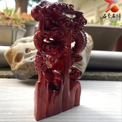 非洲紅木龍擺件【龍戲珠】4