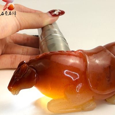 天然 老撾結晶透光朱砂石【長勢騰達】馬年開運石雕/手把件5