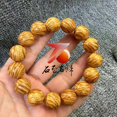 天然 太行崖柏陳化老料｜龍膽閃電紋15mm手珠3