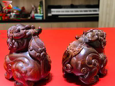 印度小葉紫檀高油密二膘料 湘工手作【瑞獸貔貅套組】4