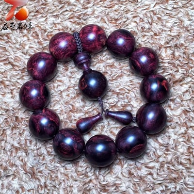 海南黃花梨紫油梨老料 X紋對眼鬼臉20mm手珠  重量51.7克4