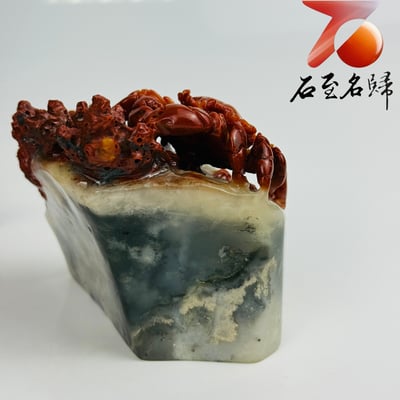 老撾五彩石手工精雕 張國民老師作品【群蟹聚財・富甲八方】4