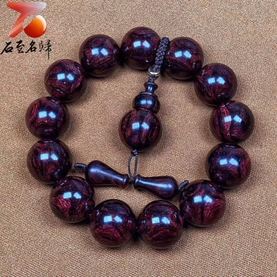 精選極品海南黃花梨紫油梨 X紋對眼+京劇臉譜18mm手珠 重量 47.5克4