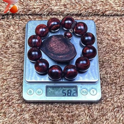 臻藏 海南黃花梨 沉水紫油梨水波一線天20mm手珠 重量58.2克7