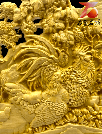 黃楊木精雕＋尚比亞紫檀底座作品 【鴻運當頭】附精美收藏禮盒4