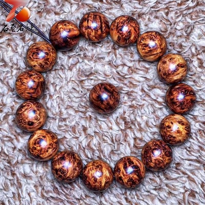 海南黃花梨360度滿瘤疤15mm手珠【至尊王者】重量31.8克8