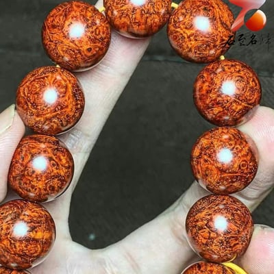 印度小葉紫檀泥料瘤疤+螺旋金星【匯聚財運的傳世佳作-招財進寶】15mm手珠6