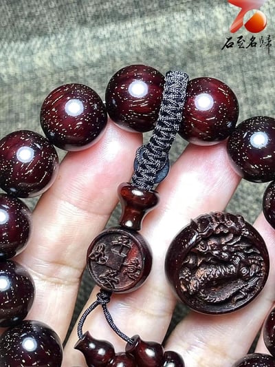 印度小葉紫檀老料15mm滿金星精選【龍：平安如意】3