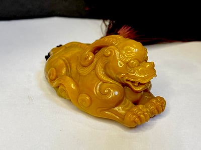 老師傅手工 壽山石雕件【招財瑞獸】1