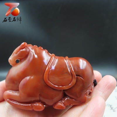 老撾結晶朱砂石【唐馬手把件】2