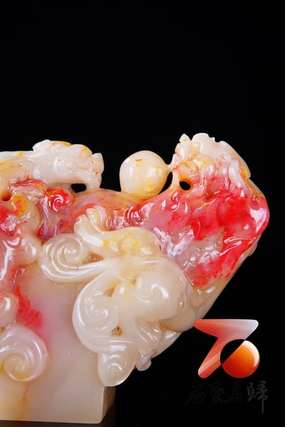 巴林羊脂玉雞血【 螭虎 | 夔龍印章】7