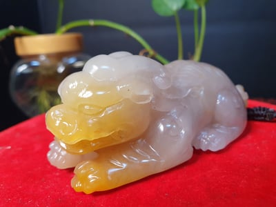 田黃石【招財貔貅手把件】2