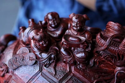 印度小葉紫檀整料手工雕【龍龜-輩輩富貴】6