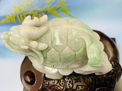 天然A貨 紫糯米翡翠帶翠綠 附收藏證書【龍龜】7