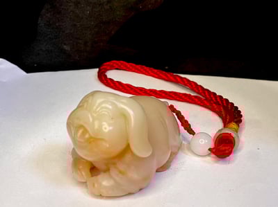 老師傅手工 壽山芙蓉石雕件【福氣豬手把件】4