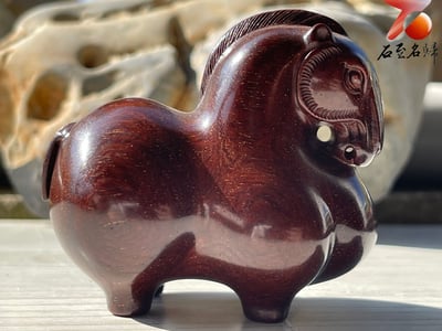 印度小葉紫檀高油密二膘料 湘工手作【富貴有餘-唐馬】1