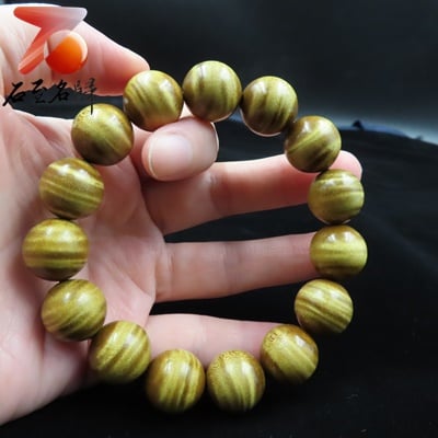 滿水波紋 金絲楠大葉楨楠木15mm手珠 附精美禮盒2