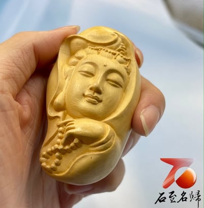 台灣現貨 實體店鋪 雲南大葉黃楊【念珠觀音手把件】4