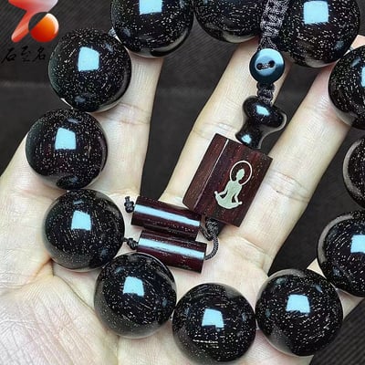 印度小葉紫檀老料 泥料黑珍珠20mm手珠【佛-悟道】2