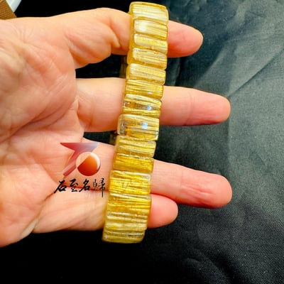 一物一拍｜天然巴西順絲鈦晶水晶手排 寬14.1mm 手圍17公分2