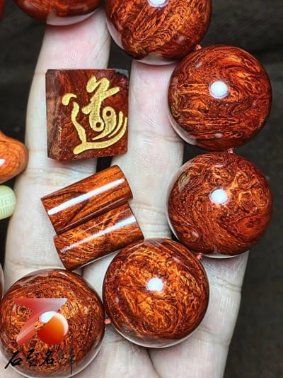 印度小葉紫檀25mm×10顆 瘤疤+多金星【道】5