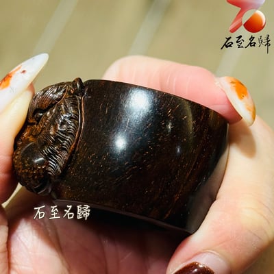 天然 印度小葉紫檀高油密滿金星樹心料 湘工手作【虎威鎮財扳指】3