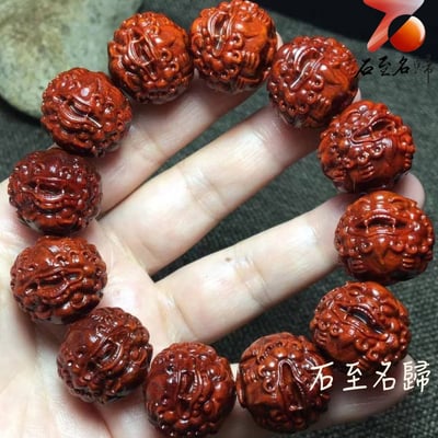 印度小葉紫檀二膘老料【招財貔貅20mm手珠】1