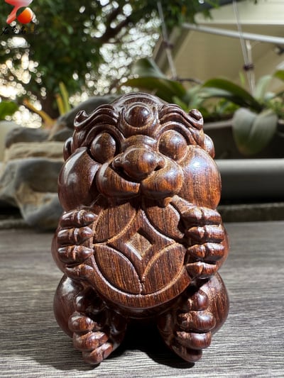 招財鎮厄 • 鎮宅守富 印度小葉紫檀金星老料純手工雕刻【吞金獸】6