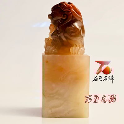 壽山石芙蓉體高透光 方印【母子貔貅】4