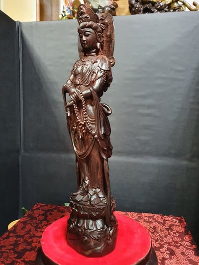 印度小葉紫檀老料【持珠觀音】8