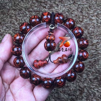 海南黃花梨野生料 X紋對眼鬼臉12mm手珠 重17公克6