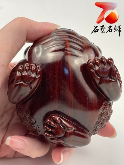 湘工手作 印度小葉紫檀高油密二膘料 大號手把件 【招財金蟾】8