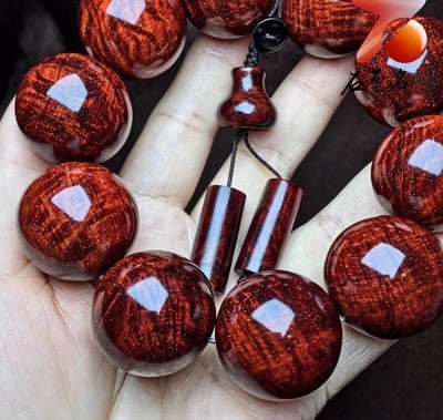 印度小葉紫檀25mm手珠 老料黃金底 爆滿水波精品6