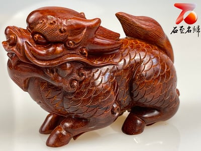 印度小葉紫檀高油密材質 湘工工藝精品手把件【瑞獸麒麟】2