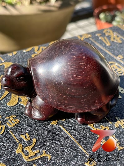 印度小葉紫檀高油密二膘材質 湘工手作【長壽龜】4