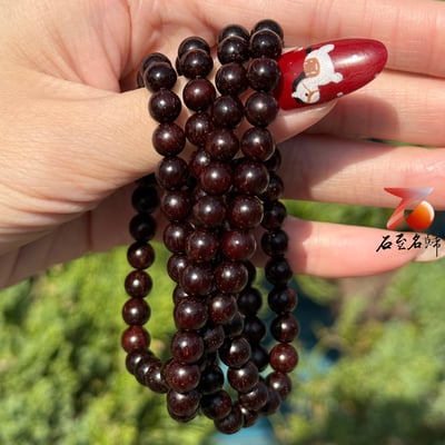 天然 印度小葉紫檀高油密老料爆滿金星6mmx108顆手串5