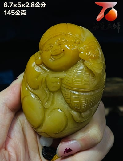 精美壽山月尾綠 老師傅手工雕刻【幸福人生】3