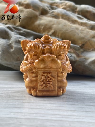 雲南黃金檀原木雕件【發財】 高4.5公分3