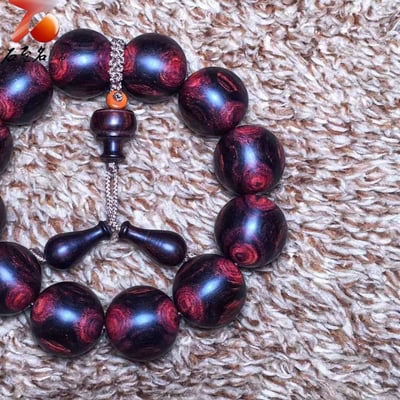 臻藏海南黃花梨 絕品紫油梨 X紋對眼20mm手珠 重量54.8克3